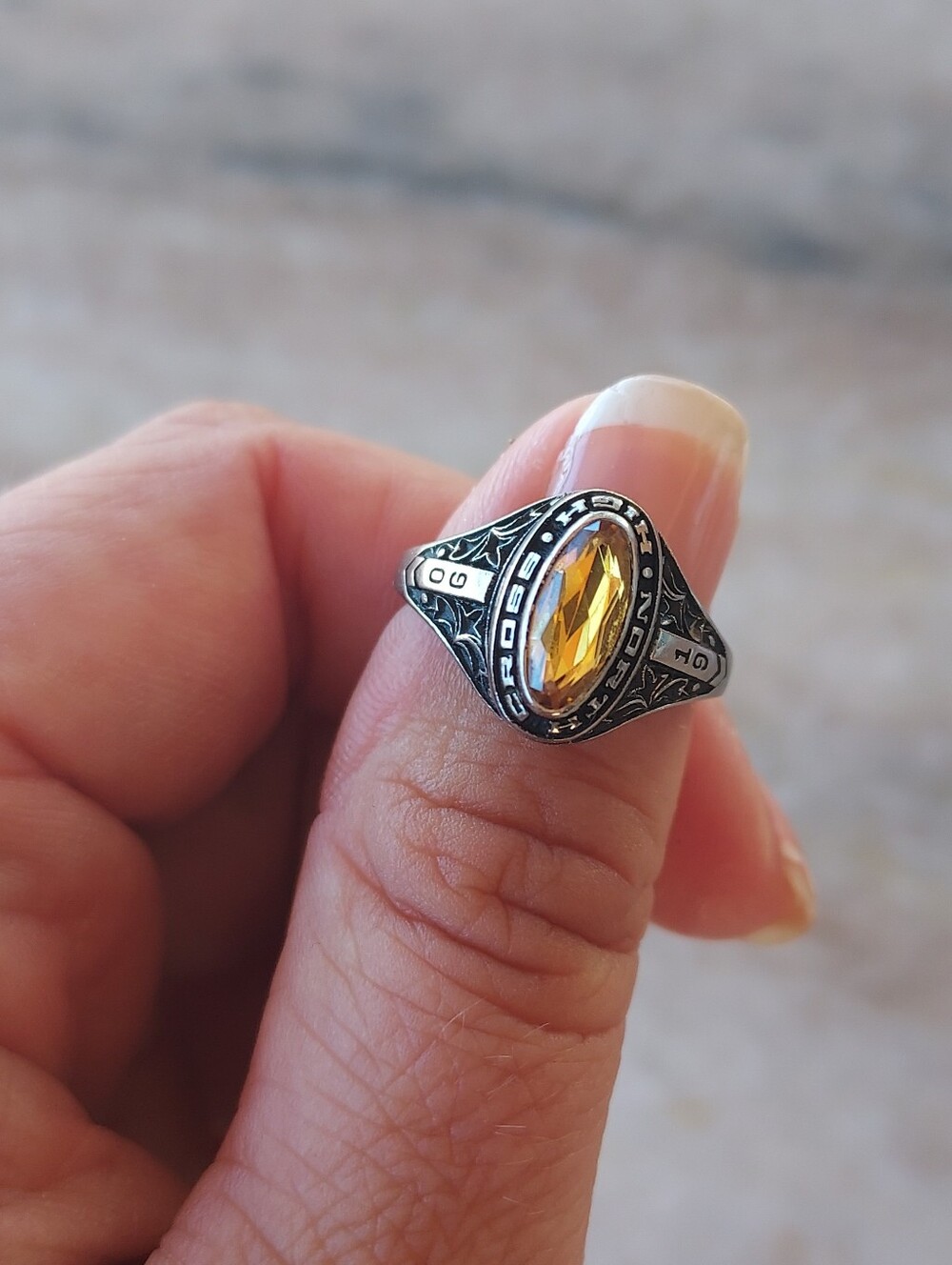 Citrine Yellow Stone Class Ring